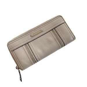 Michael Kors Moxley Zip Around Leather Continental Wallet in Pearl Gray